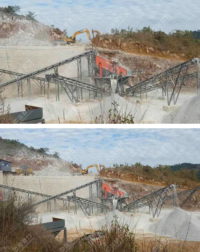 云南保山市騰沖縣、昌寧縣時產200噸骨料生產線